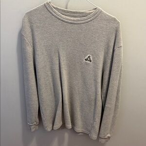 PALACE Gray Waffle Knit Long Sleeve Shirt